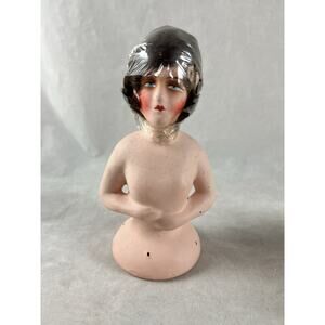 Antique German Boudoir Half Doll Painted Composition 5" High Color Germany